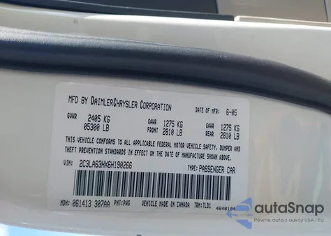 2006 Chrysler 300C z USA, uszkodzony, nr VIN 2C3LA63HX6H190266